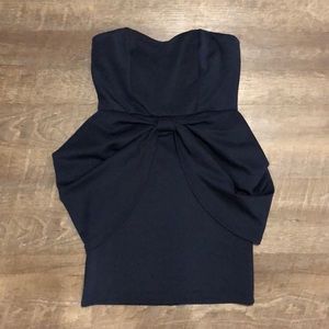 Strapless, formal, blue dress